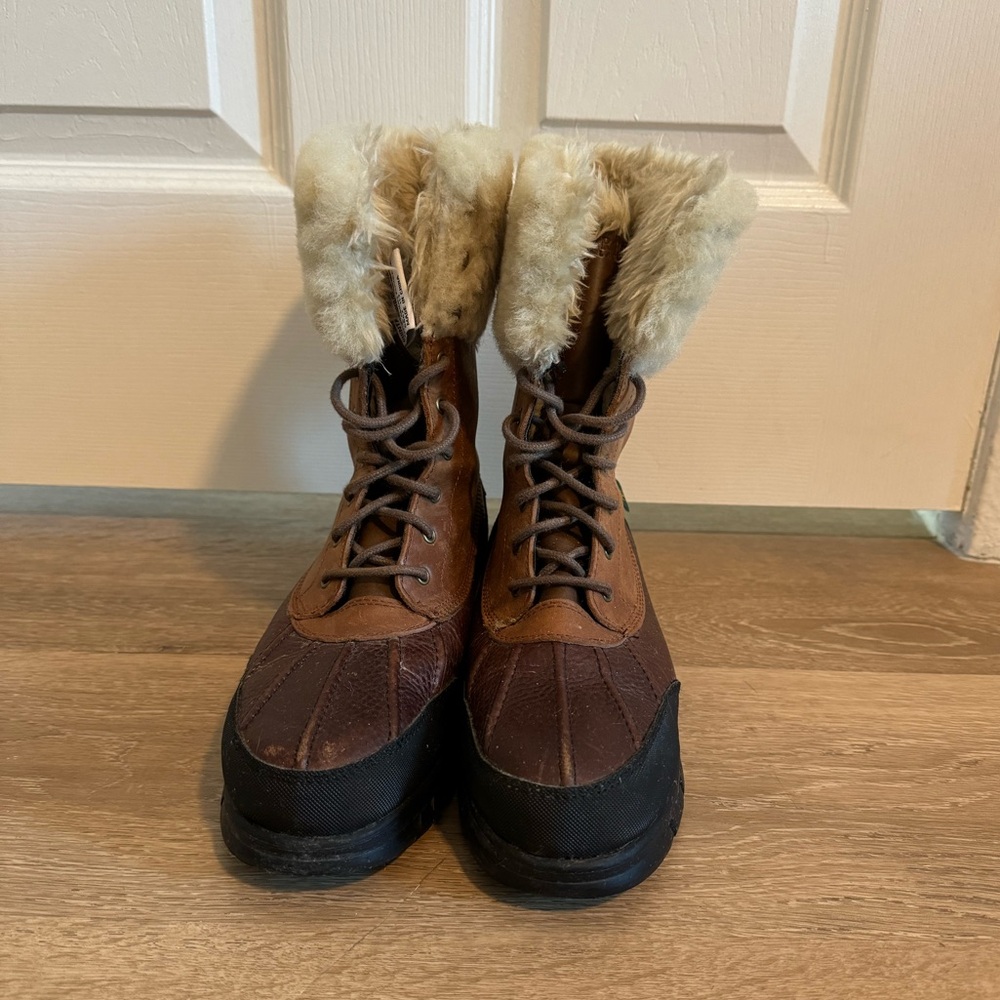Ralph Lauren Quinta Leather and Shearling Snow Boots